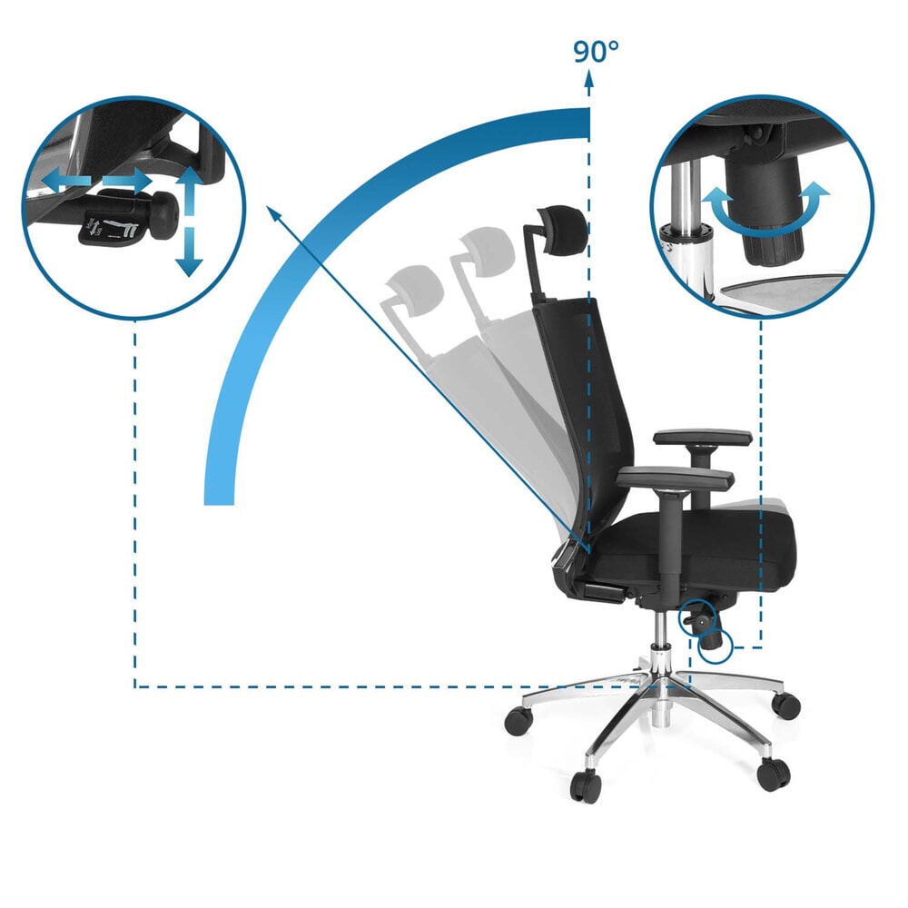 N° de l'image du produit 12 : Siège de bureau / fauteuil de direction hjh OFFICE PORTO MAX HIGH tissu, noir