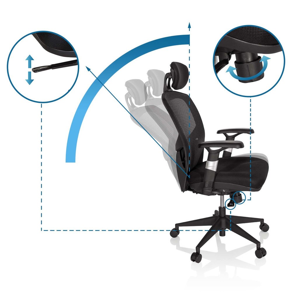 N° de l'image du produit 12 : Siège de bureau / fauteuil de direction hjh OFFICE VENUS BASE tissu, noir
