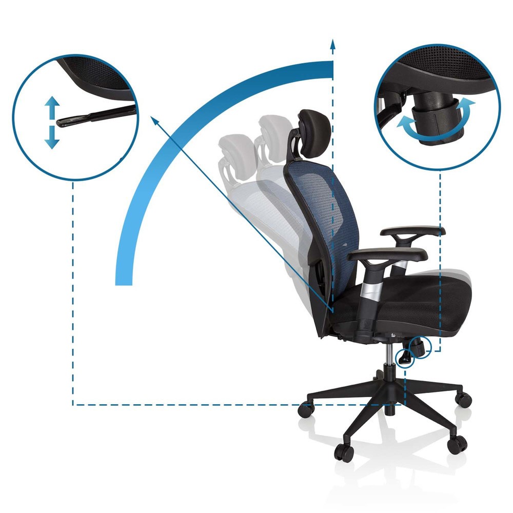 N° de l'image du produit 12 : Siège de bureau / fauteuil de direction hjh OFFICE VENUS BASE tissu, bleu/noir
