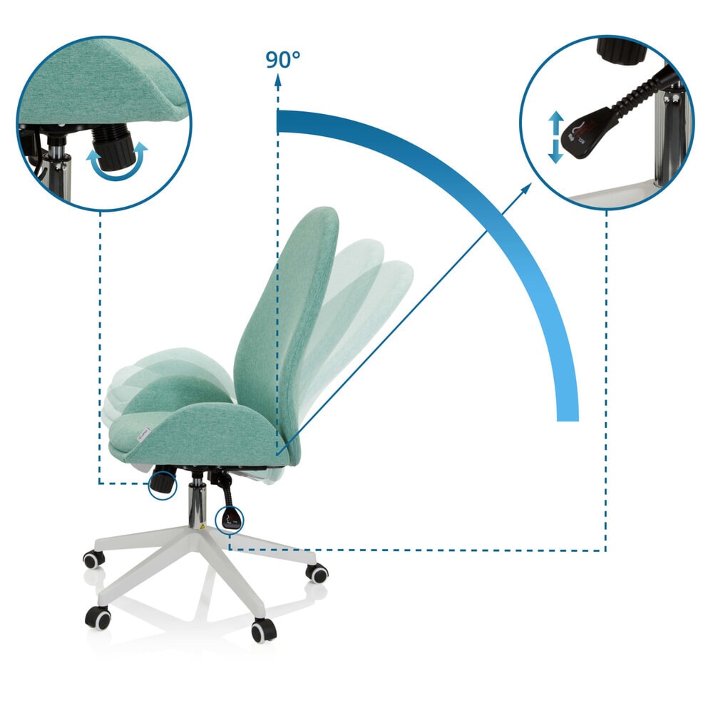 N° de l'image du produit 3 : Chaise de bureau / chaise pivotante hjh OFFICE AVEA I tissu, vert d'eau