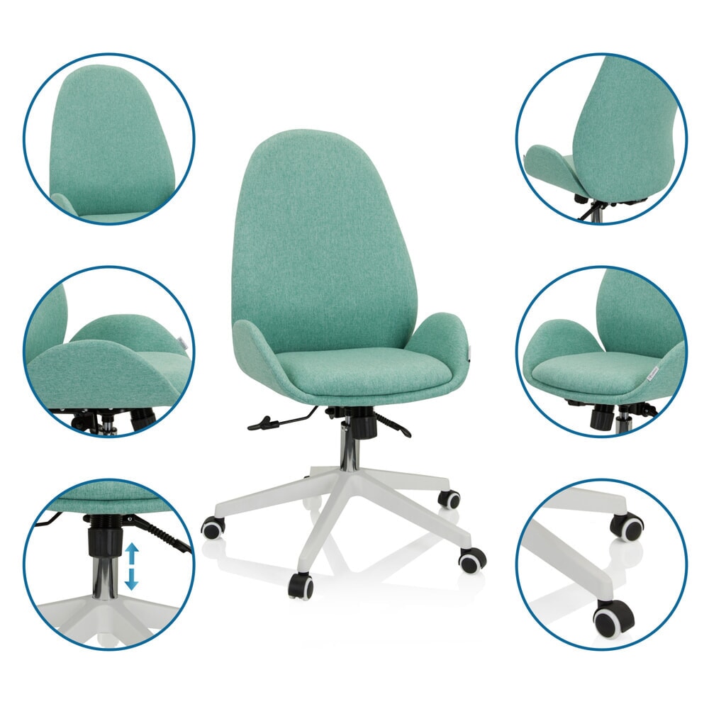 N° de l'image du produit 4 : Chaise de bureau / chaise pivotante hjh OFFICE AVEA I tissu, vert d'eau