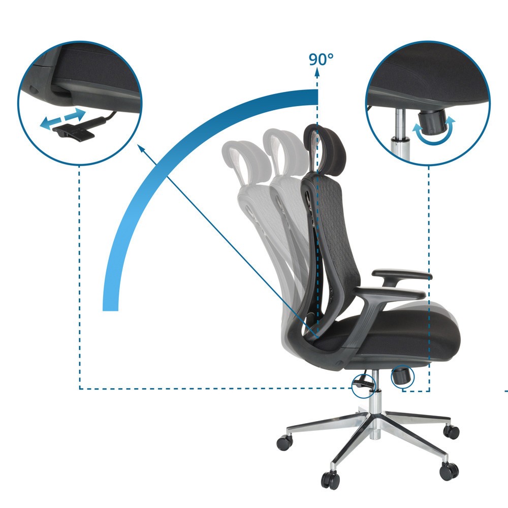N° de l'image du produit 3 : Chaise de bureau / chaise pivotante hjh OFFICE FALEO B maille / tissu, noir