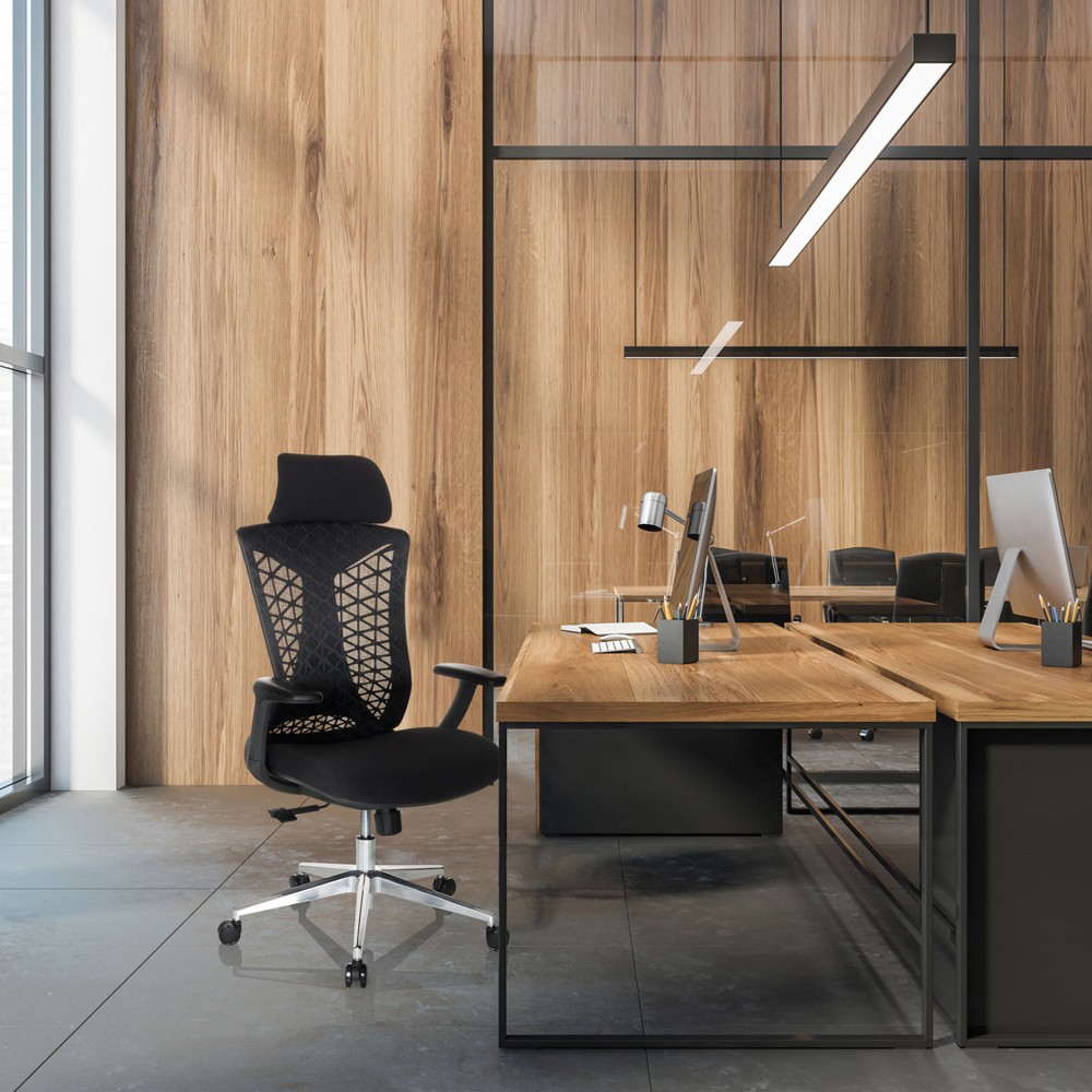 N° de l'image du produit 6 : Chaise de bureau / chaise pivotante hjh OFFICE FALEO B maille / tissu, noir