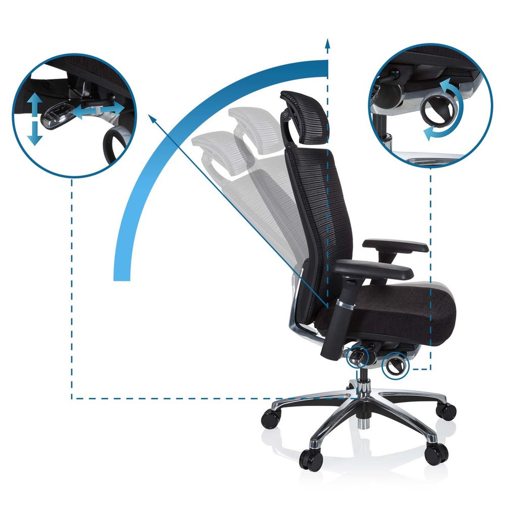 N° de l'image du produit 10 : Siège de bureau hjh OFFICE NOVA PRO I ALU tissu/maille, noir