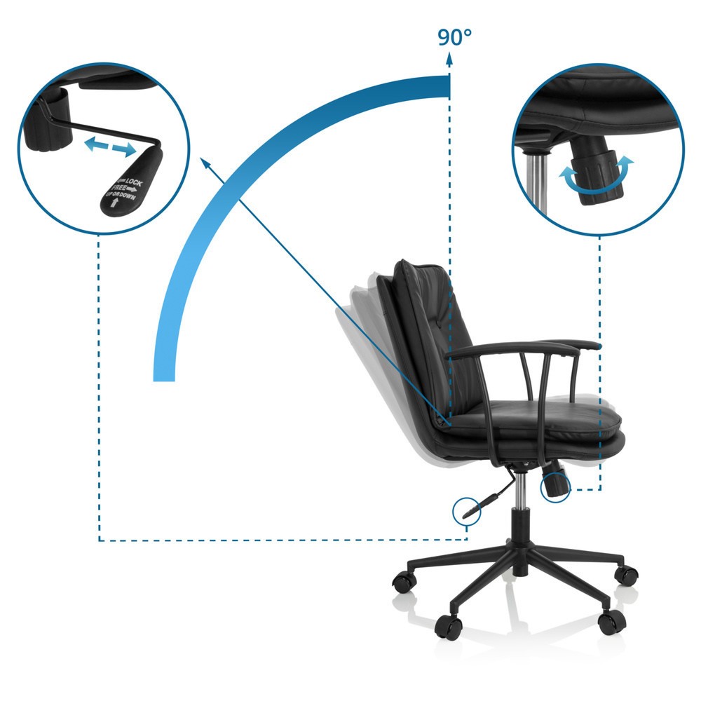 N° de l'image du produit 2 : Chaise de bureau / chaise pivotante hjh OFFICE SMALLO similicuir, noir