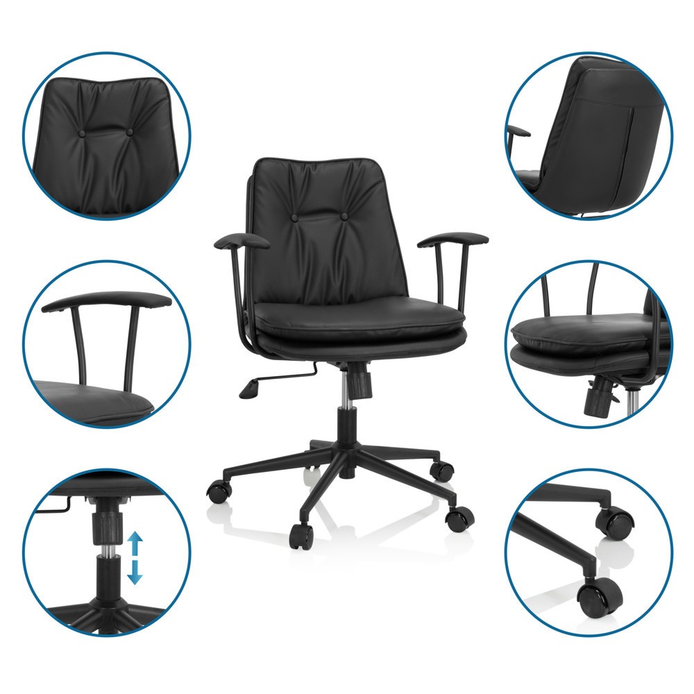 N° de l'image du produit 3 : Chaise de bureau / chaise pivotante hjh OFFICE SMALLO similicuir, noir