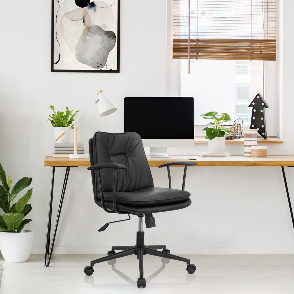 N° de l'image du produit 4 : Chaise de bureau / chaise pivotante hjh OFFICE SMALLO similicuir, noir