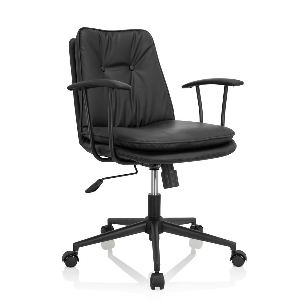 N° de l'image du produit 6 : Chaise de bureau / chaise pivotante hjh OFFICE SMALLO similicuir, noir