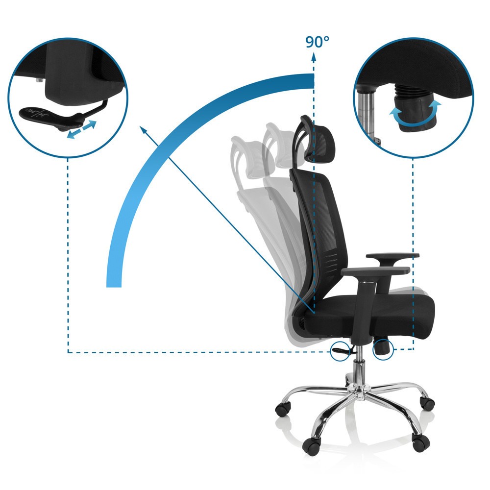 N° de l'image du produit 2 : Chaise de bureau / chaise pivotante hjh OFFICE ZH 200 maille, noir