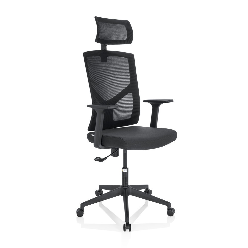 N° de l'image du produit 2 : Siège de bureau / siège pivotant hjh OFFICE BRETON B tissu/maille, noir