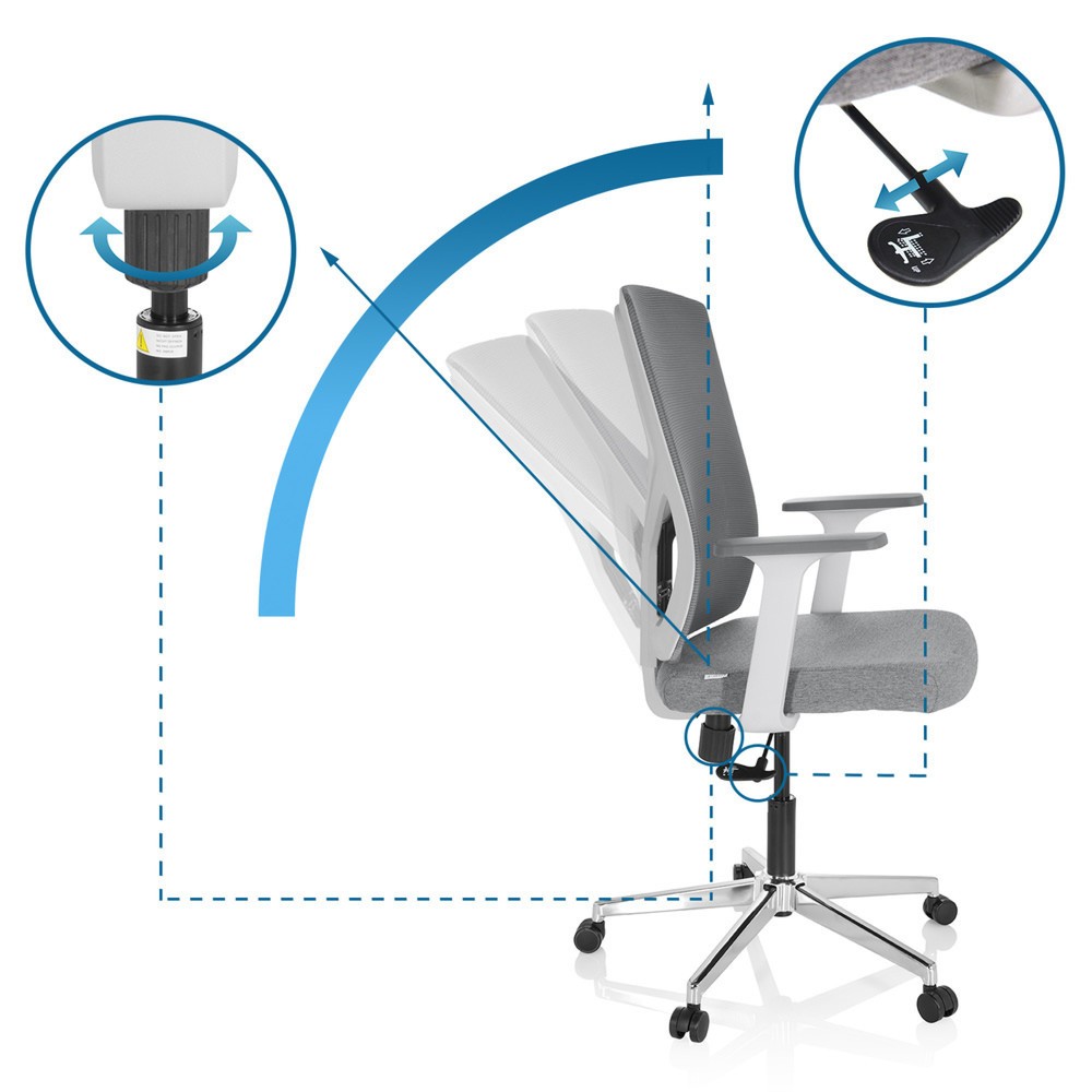 N° de l'image du produit 11 : Siège de bureau / siège pivotant hjh OFFICE BRETON BASE W tissu/maille, gris