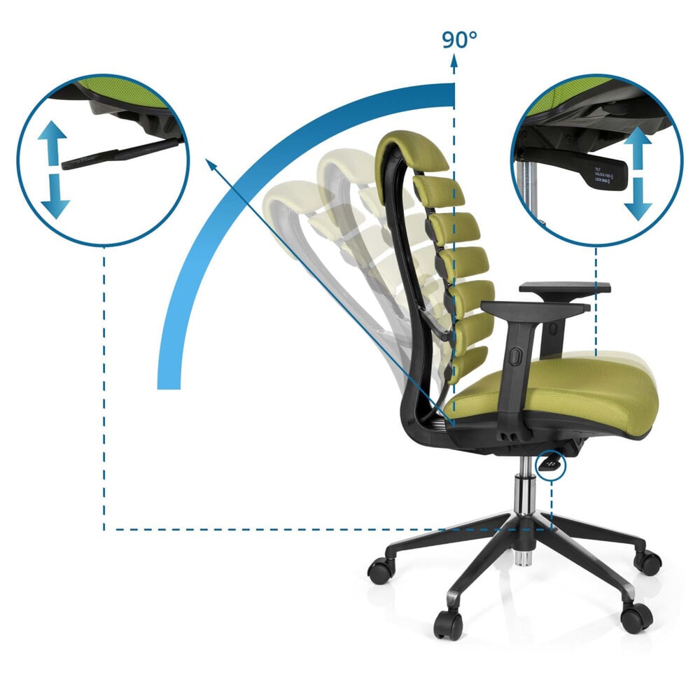N° de l'image du produit 12 : Siège de bureau / siège pivotant hjh OFFICE ERGO LINE II tissu, vert