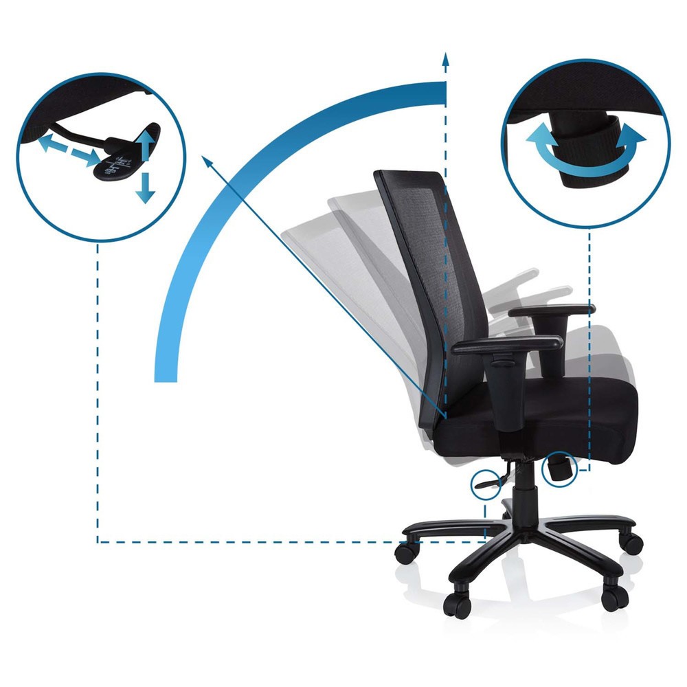 N° de l'image du produit 11 : Siège de bureau / siège pivotant hjh OFFICE EXTENDER tissu/maille, noir