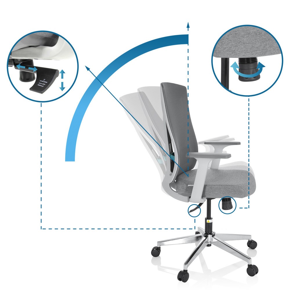 N° de l'image du produit 10 : Siège de bureau / siège pivotant hjh OFFICE HALIFAX tissu/maille, gris