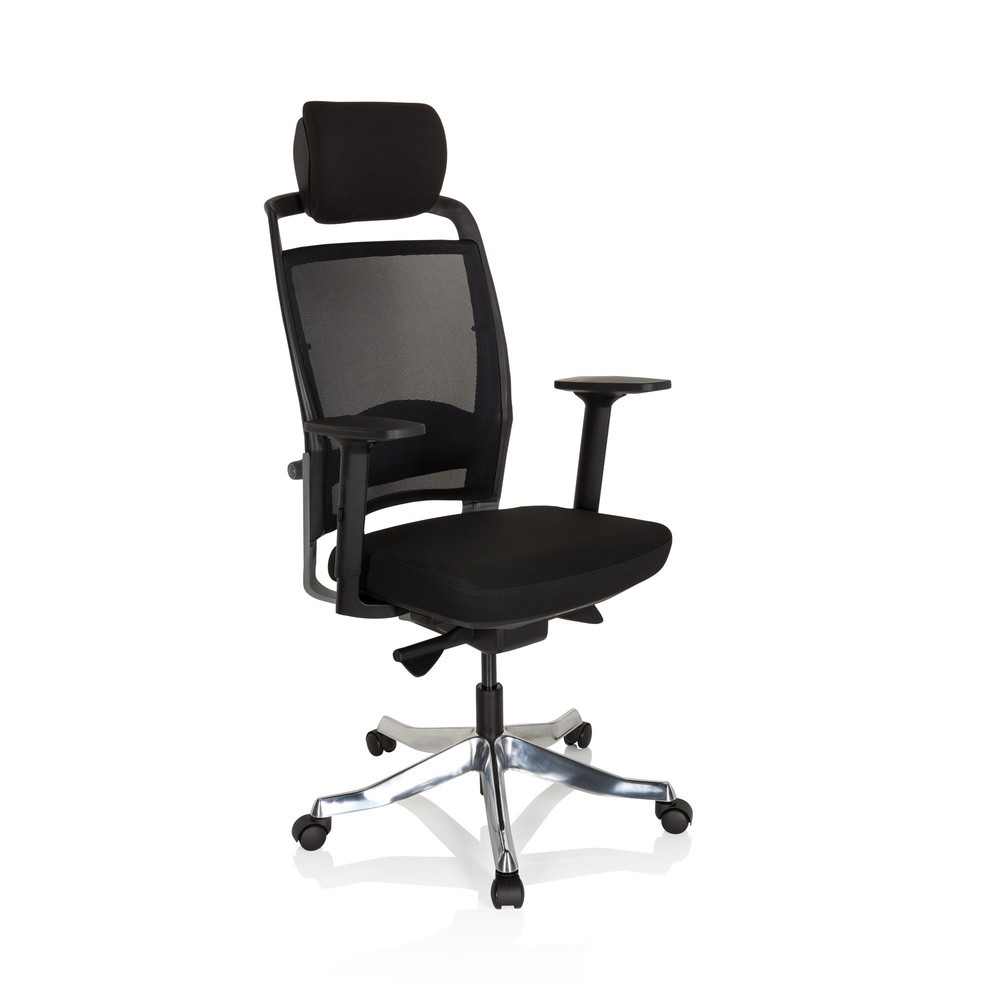 N° de l'image du produit 3 : Siège de bureau / siège pivotant hjh OFFICE IKAST I tissu/maille, noir