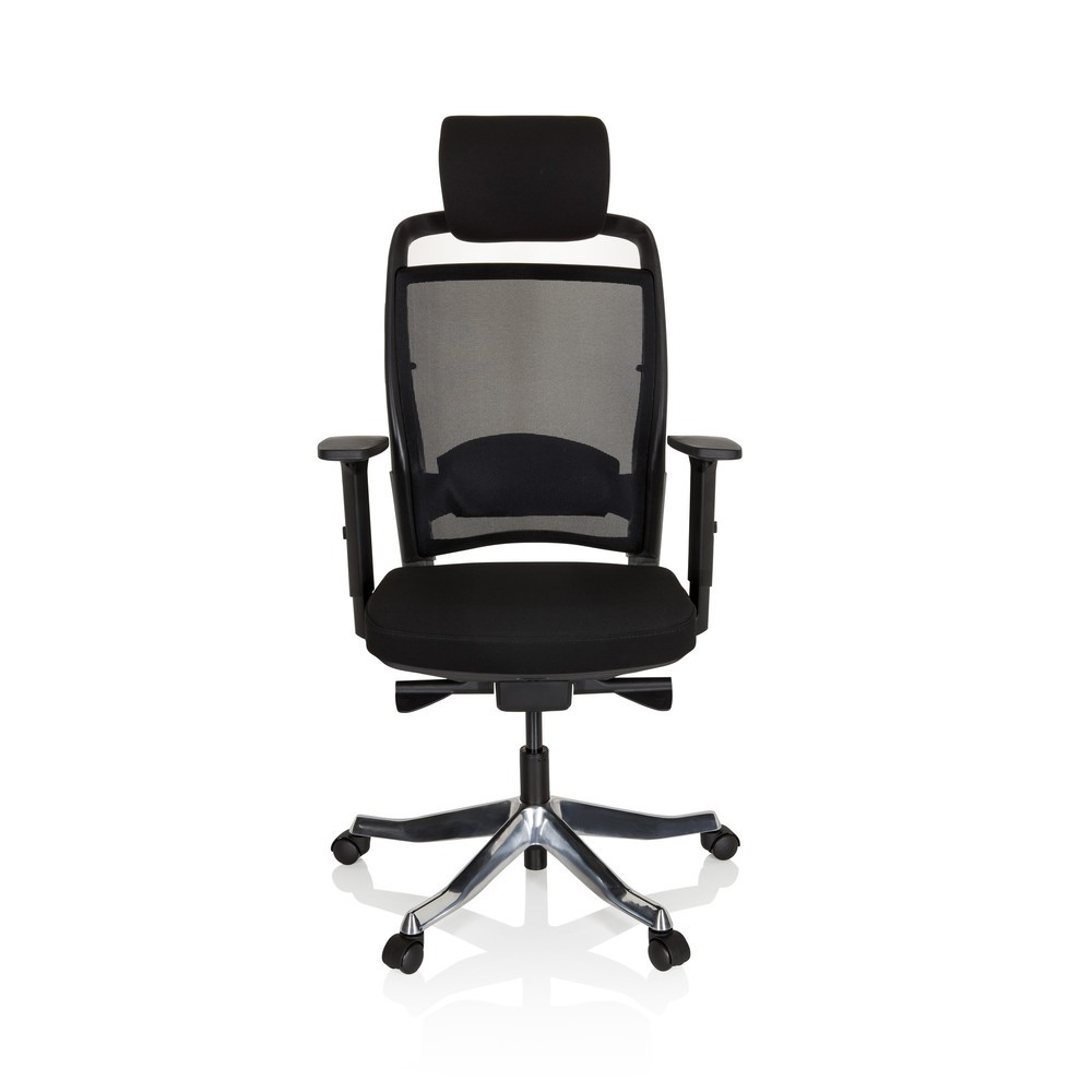 N° de l'image du produit 1 : Siège de bureau / siège pivotant hjh OFFICE IKAST I tissu/maille, noir