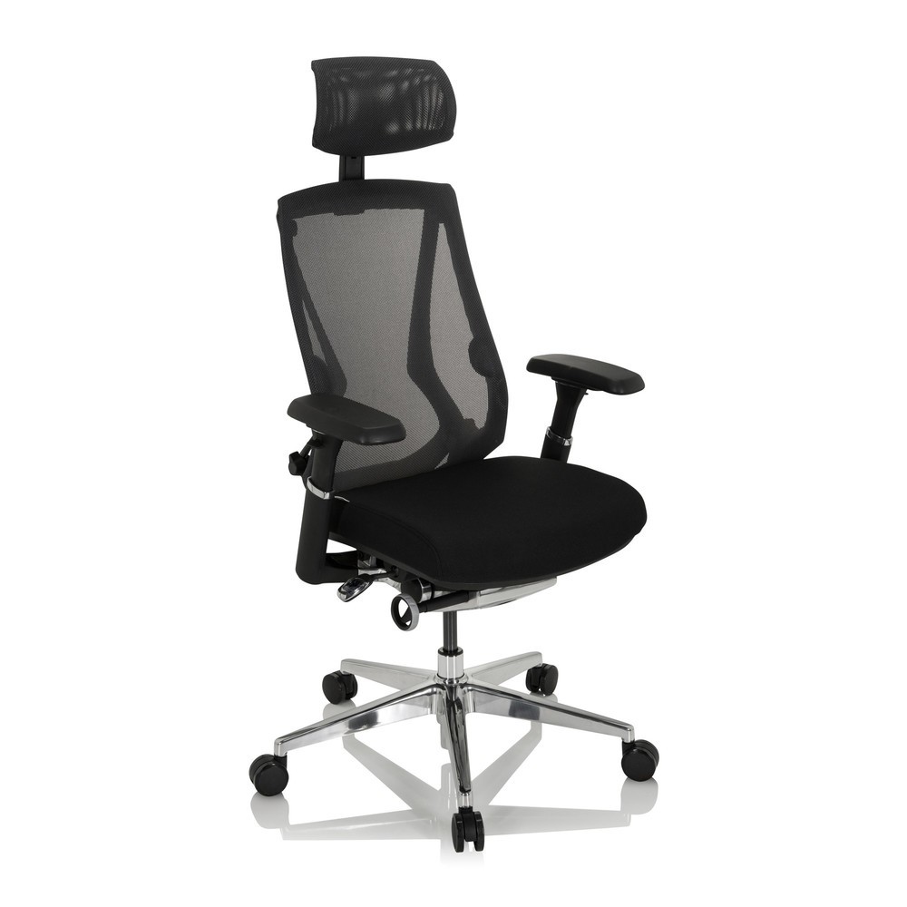 N° de l'image du produit 3 : Siège de bureau / siège pivotant hjh OFFICE INSPERO tissu/maille, noir