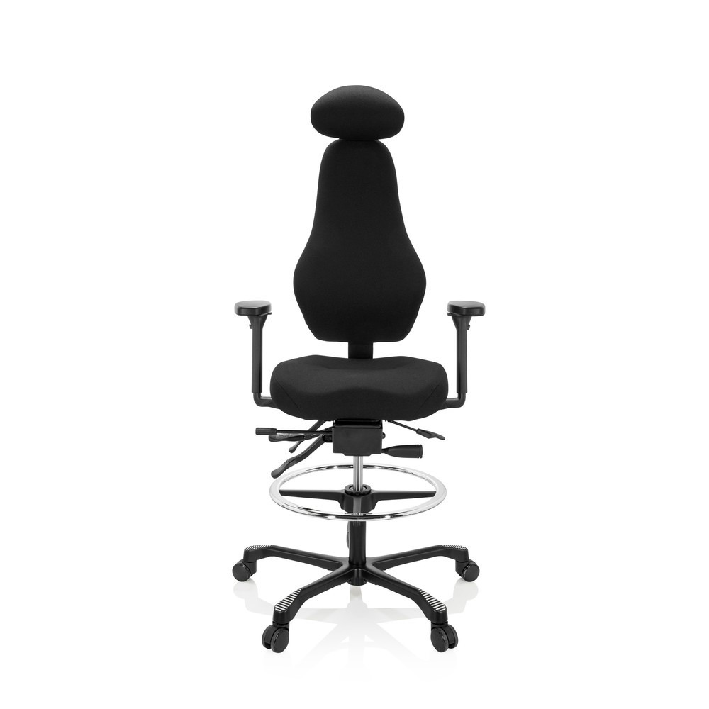 N° de l'image du produit 1 : Siège de travail / siège de comptoir hjh OFFICE RESISTIO WORK tissu, noir