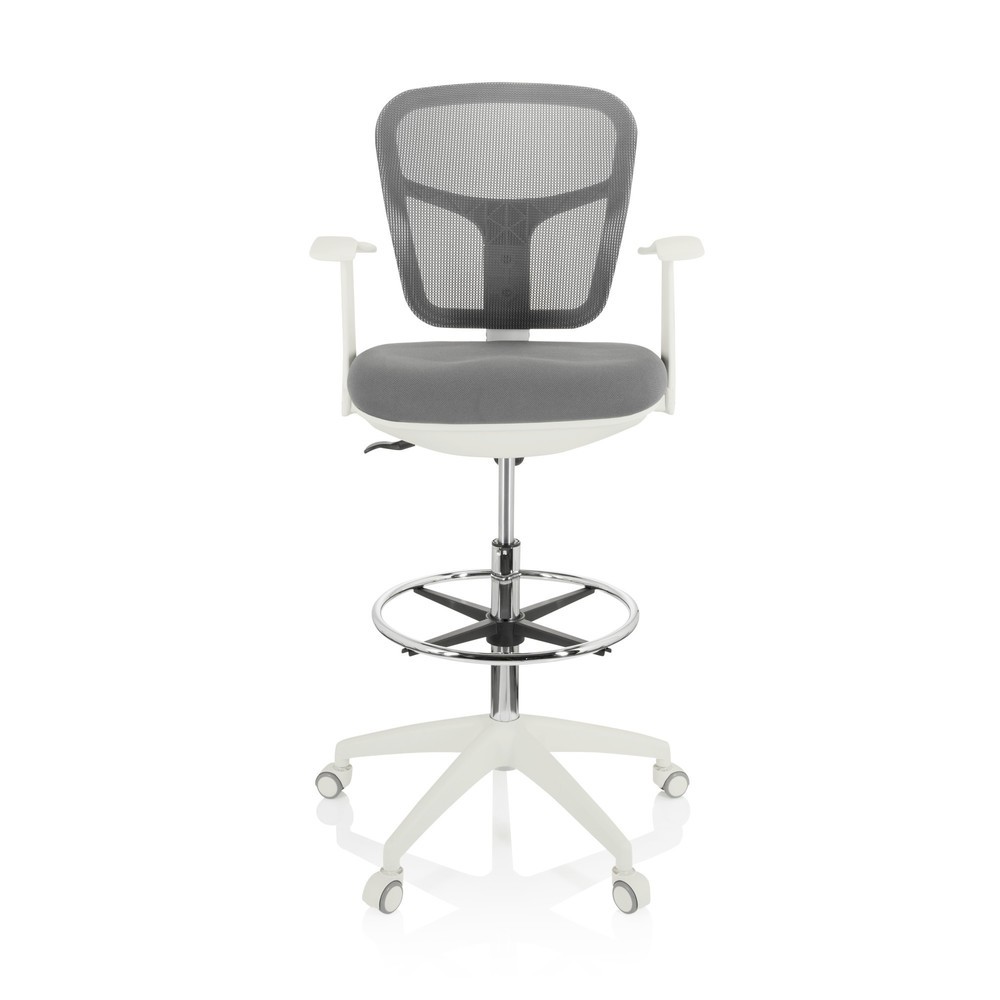N° de l'image du produit 1 : Chaise de travail / siège de comptoir hjh OFFICE TOP WORK 108 W maille / tissu, gris