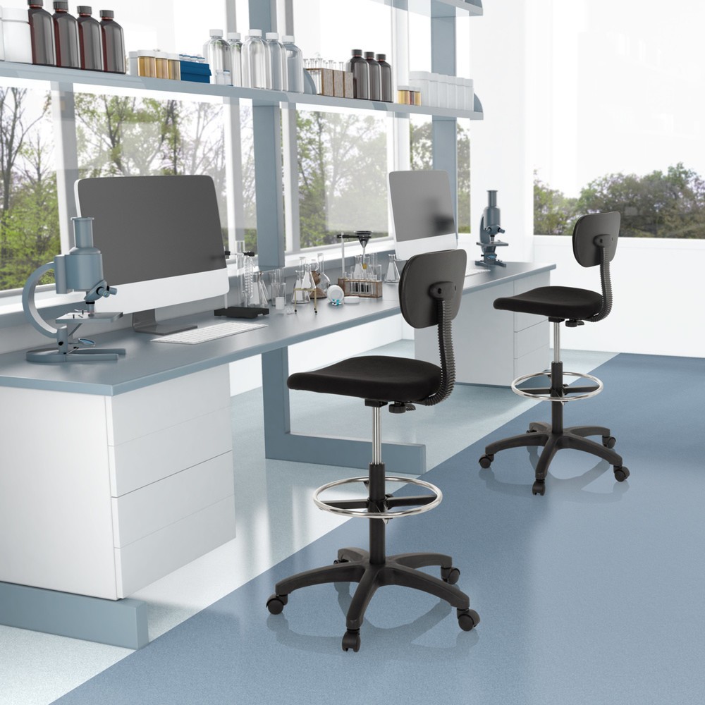 N° de l'image du produit 3 : Siège de travail / tabouret de travail hjh OFFICE TOP WORK 05 tissu, noir