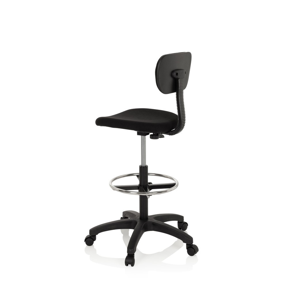 N° de l'image du produit 10 : Siège de travail / tabouret de travail hjh OFFICE TOP WORK 05 tissu, noir