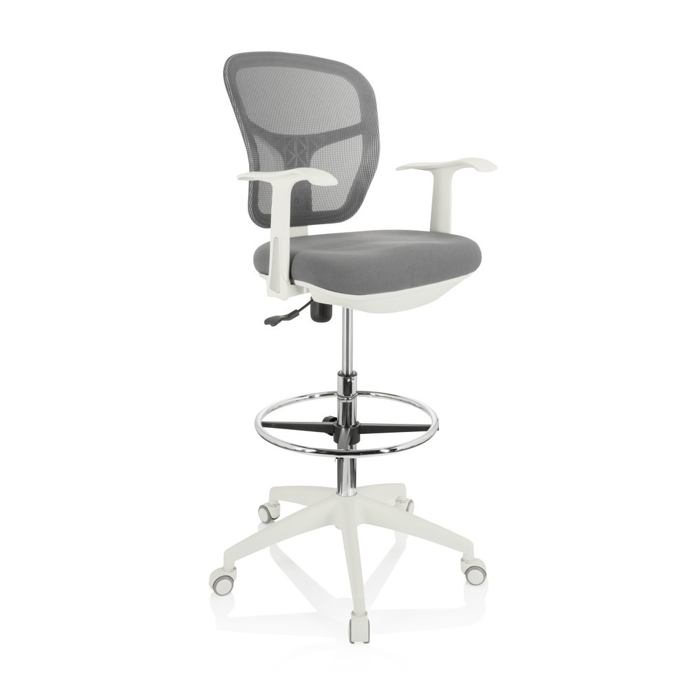 N° de l'image du produit 6 : Chaise de travail / siège de comptoir hjh OFFICE TOP WORK 108 W maille / tissu, gris