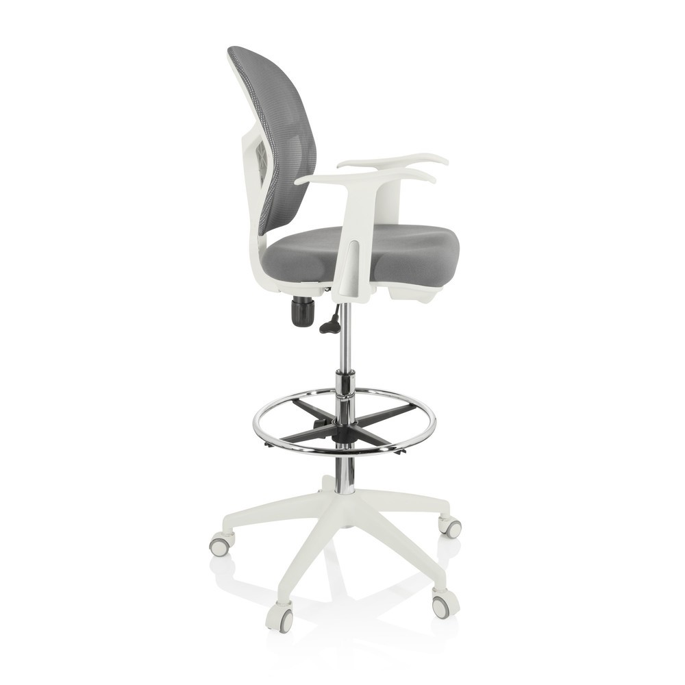 N° de l'image du produit 7 : Chaise de travail / siège de comptoir hjh OFFICE TOP WORK 108 W maille / tissu, gris