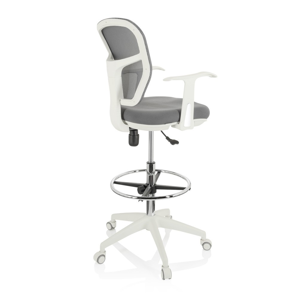 N° de l'image du produit 8 : Chaise de travail / siège de comptoir hjh OFFICE TOP WORK 108 W maille / tissu, gris