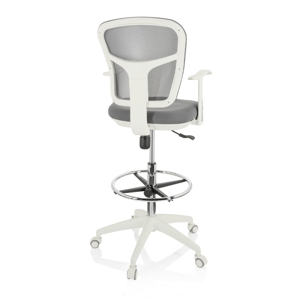 N° de l'image du produit 9 : Chaise de travail / siège de comptoir hjh OFFICE TOP WORK 108 W maille / tissu, gris