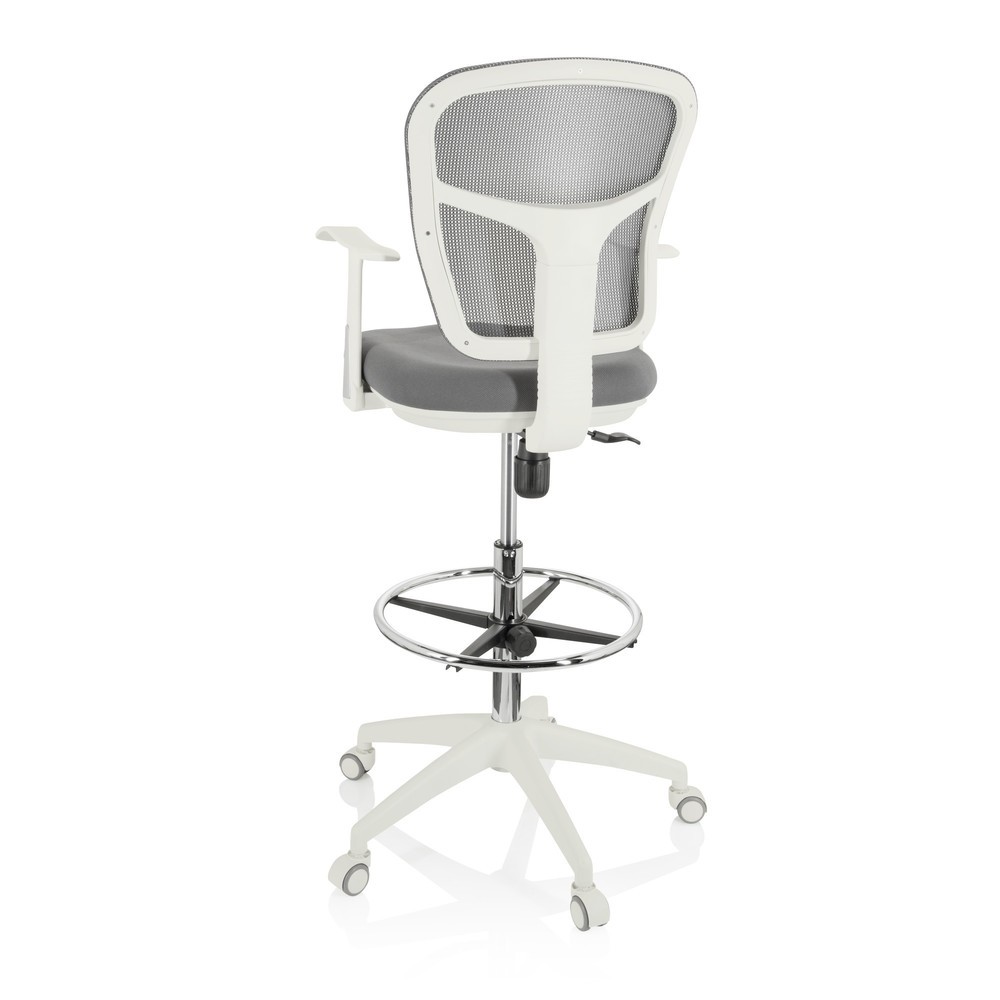 N° de l'image du produit 10 : Chaise de travail / siège de comptoir hjh OFFICE TOP WORK 108 W maille / tissu, gris