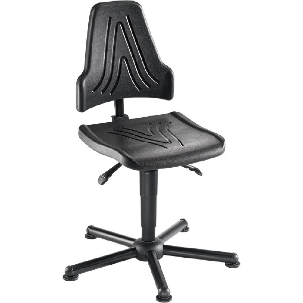 Illustration du produit: Chaise de travail pivotante Stream XXL, supporte une charge jusqu’à 150 kg, hauteur d’assise 430-630 mm, base acier, patins