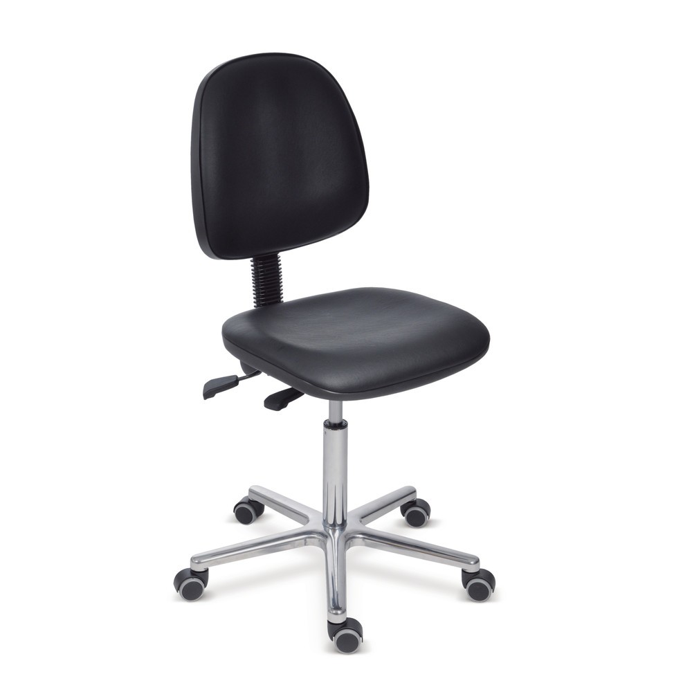 N° de l'image du produit 1 : Chaise de travail pivotante Universal, hauteur d’assise 470-660 mm, base plastique, roulettes, similicuir, noire