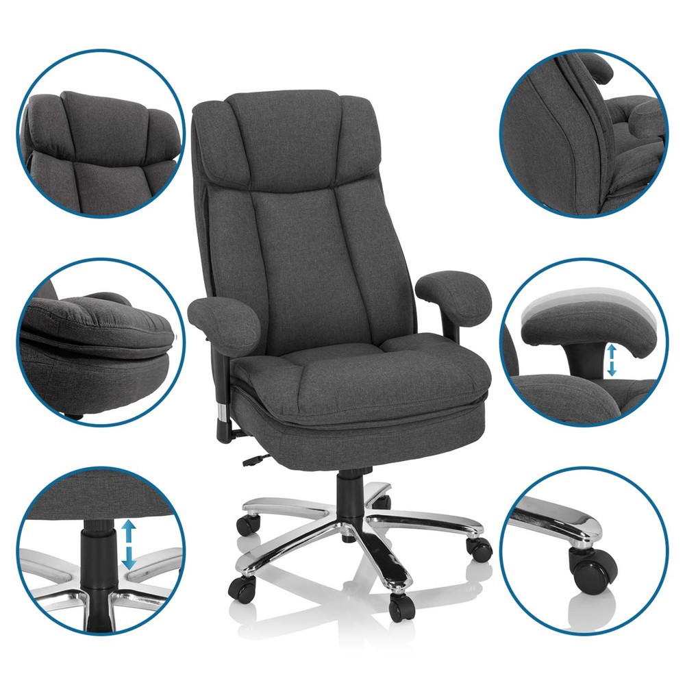 N° de l'image du produit 11 : Siège pour personne forte / siège de bureau hjh OFFICE BUILDER XXL I tissu, gris foncé