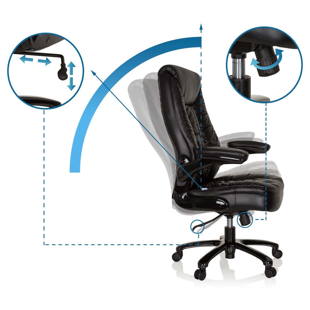 N° de l'image du produit 10 : Siège pour personne forte / siège de bureau hjh OFFICE INSTRUCTOR III XXL cuir, noir