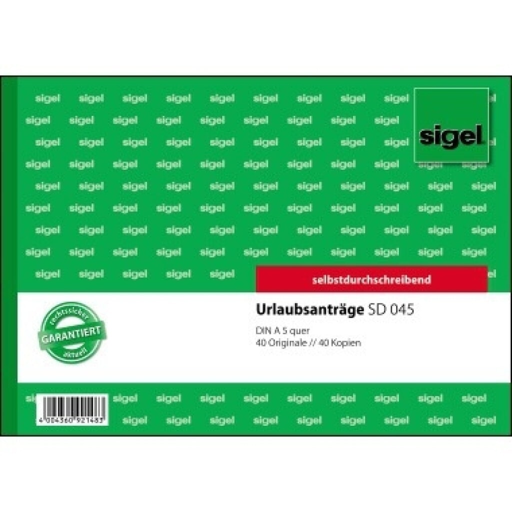 Produktabbildung: SIGEL Urlaubsantrag SD045 DIN A5 +Durchschlag 2x40Blatt