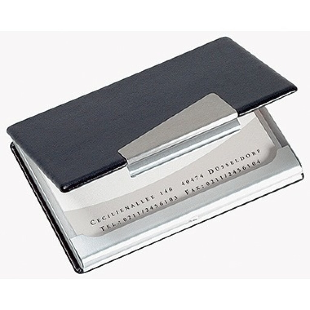 SIGEL Visitenkartenetui VZ131 20Karten 90x58mm Alu/Lederoptik Produktabbildung: SIGEL Visitenkartenetui VZ131 20Karten 90x58mm Alu/Lederoptik