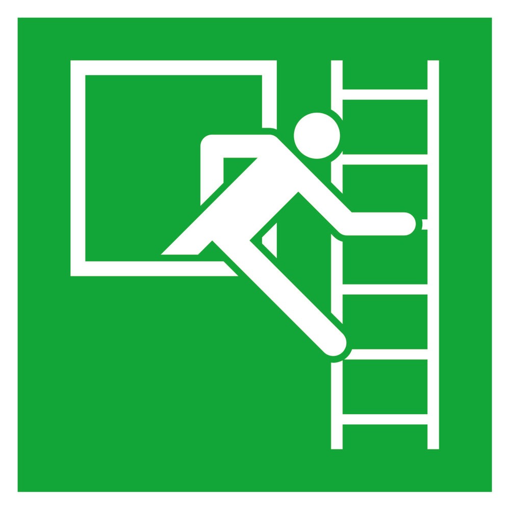 Illustration du produit: SafetyMarking® Issue de secours, échelle de secours côté droit, Hxl 200 x 200 mm, film HI