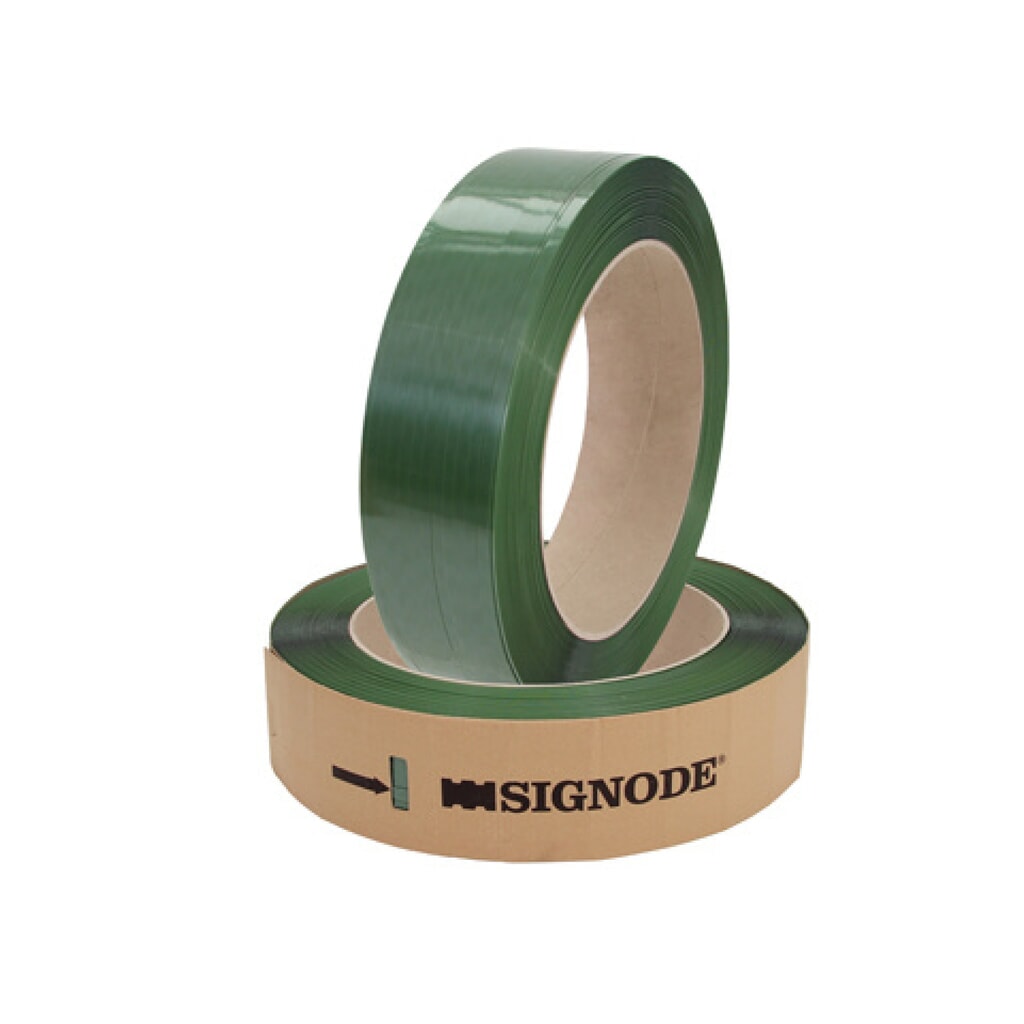 Produktabbildung: Signode Tenax® Umreifungsband aus PET, 16 mm x 1.300 lfm., Kern-Ø 406 mm, 0,89 mm Stärke, grün