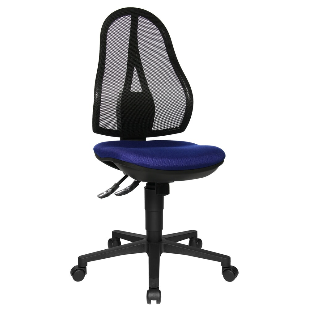Número de imagen del producto 5: Silla operativa giratoria Topstar® Open Point Syncro, asiento protege la columna, respaldo de malla, azul
