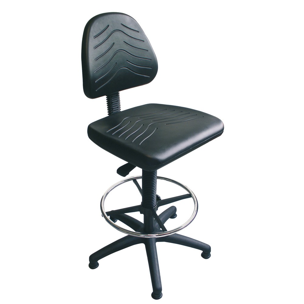 Número de imagen del producto 1: Silla de trabajo giratoria Komfort, tapizada de tela, altura de asiento 520-710 mm, base de plástico, conteras, estribo circular