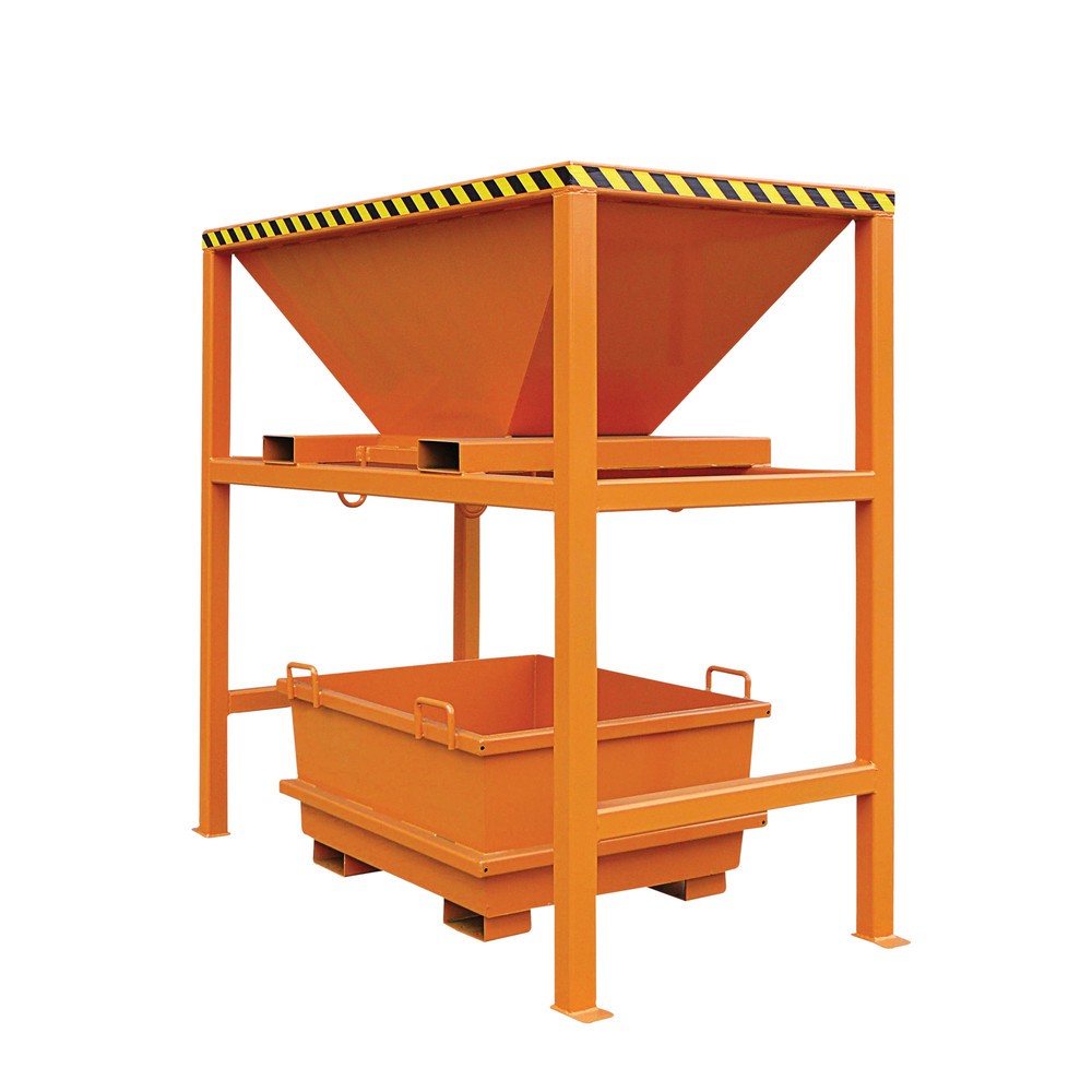 Illustration du produit: Silo de transfert avec entrées de fourche, bâti-support, RAL 2004 orange pur