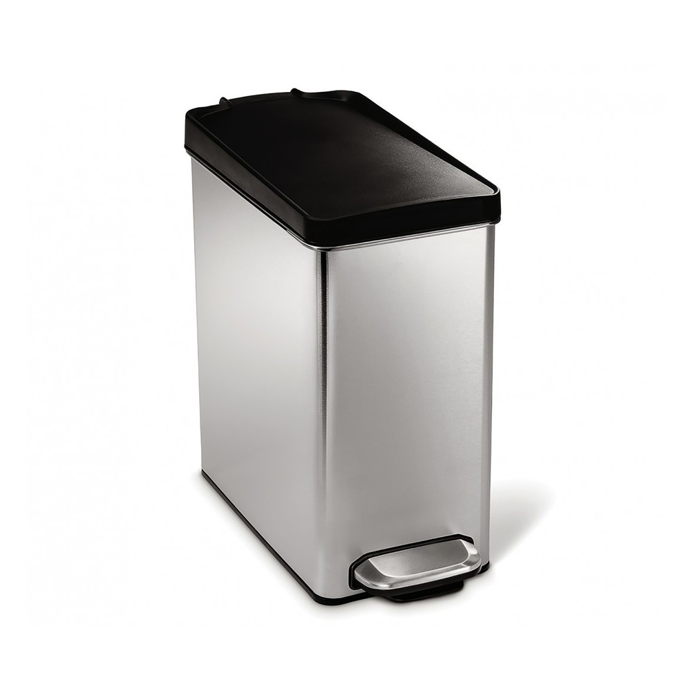 Produktabbildung Nr. 1: SIMPLEHUMAN Tret-Abfallbehälter Profile, 10 Liter, Edelstahl mattiert, schwarz