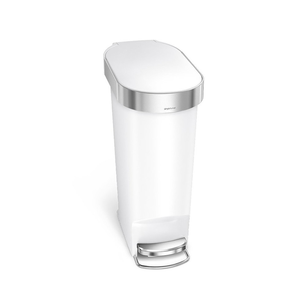 Produktabbildung Nr. 1: SIMPLEHUMAN Tret-Abfallbehälter Slim, 40 Liter, weiß