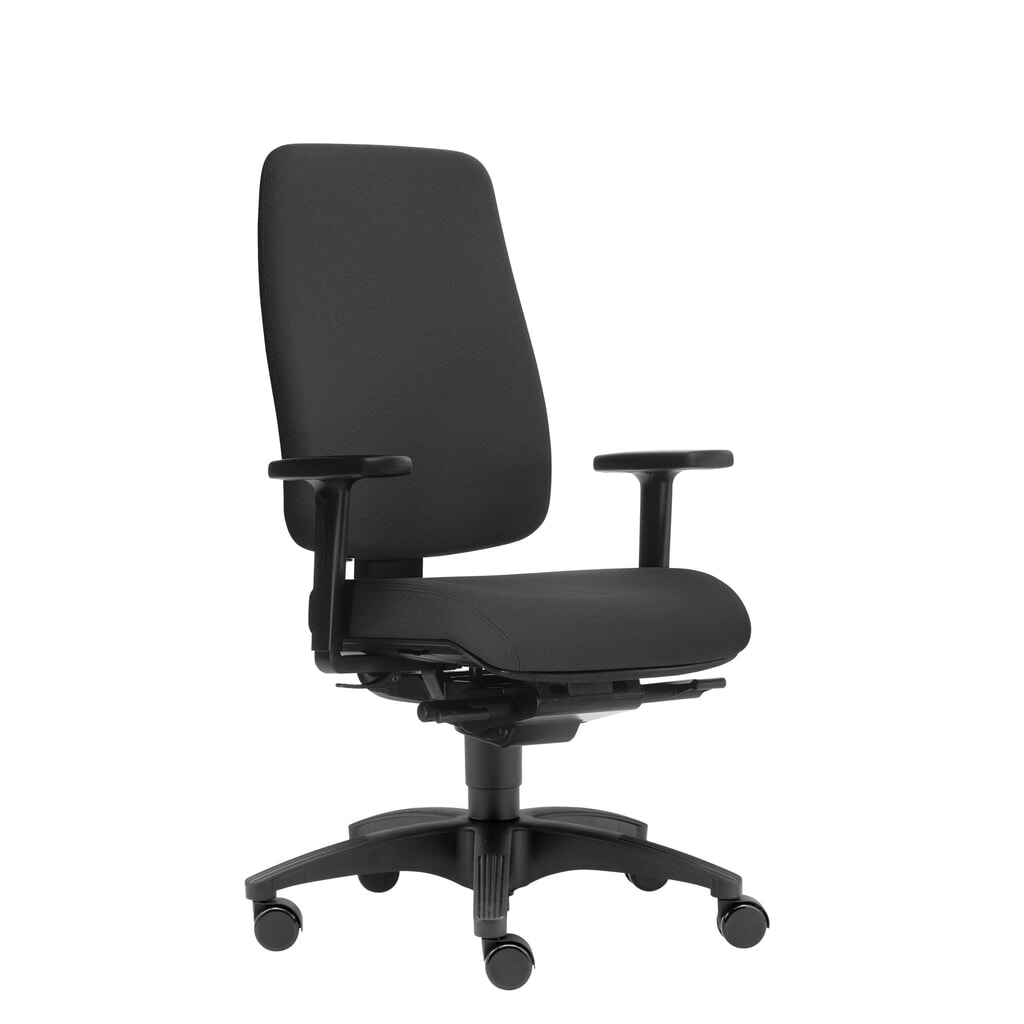 Produktabbildung: SITWELL STEIFENSAND Bürostuhl Spirit, tiefenverstellbare Lordosenstütze, Kunststoff-Fußkreuz, Polyester, schwarz