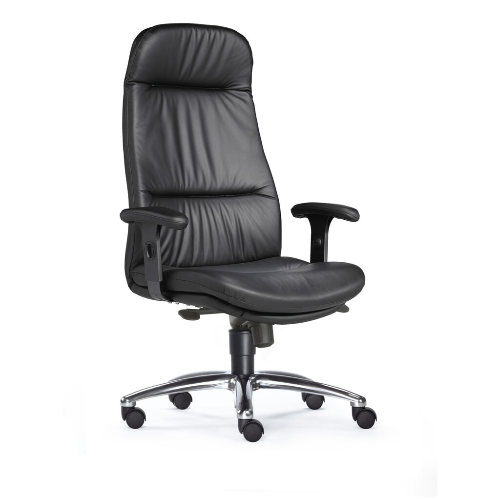 SITWELL STEIFENSAND Schwerlast-Bürostuhl Top, extra hohes Rückenpolster, hochglänzendes Aluminium-Fußkreuz, Ledersitz Produktabbildung Nr. 2: SITWELL STEIFENSAND Schwerlast-Bürostuhl Top, extra hohes Rückenpolster, hochglänzendes Aluminium-Fußkreuz, Ledersitz