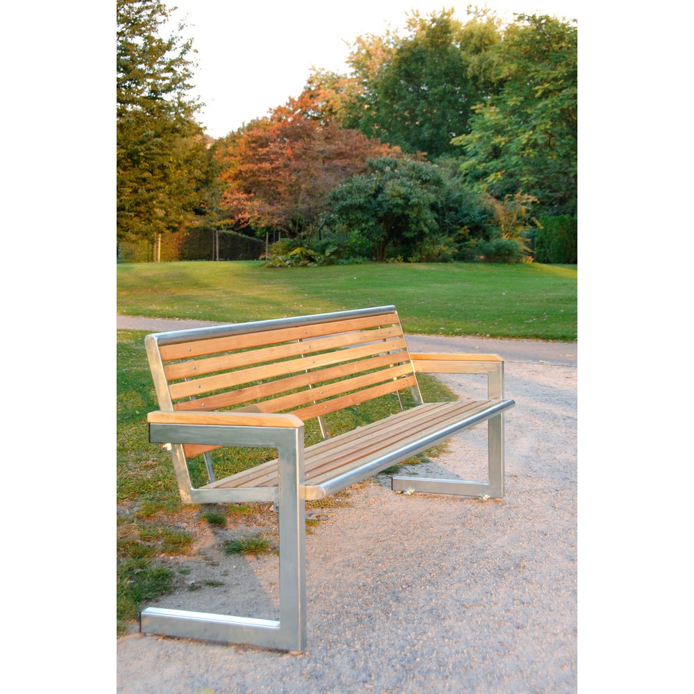 Produktabbildung Nr. 3: Sitzbank Carisma aus Edelstahl, Sitz-/Rückenfläche aus Holz
