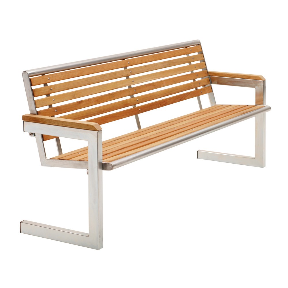 Produktabbildung Nr. 2: Sitzbank Carisma aus Edelstahl, Sitz-/Rückenfläche aus Holz
