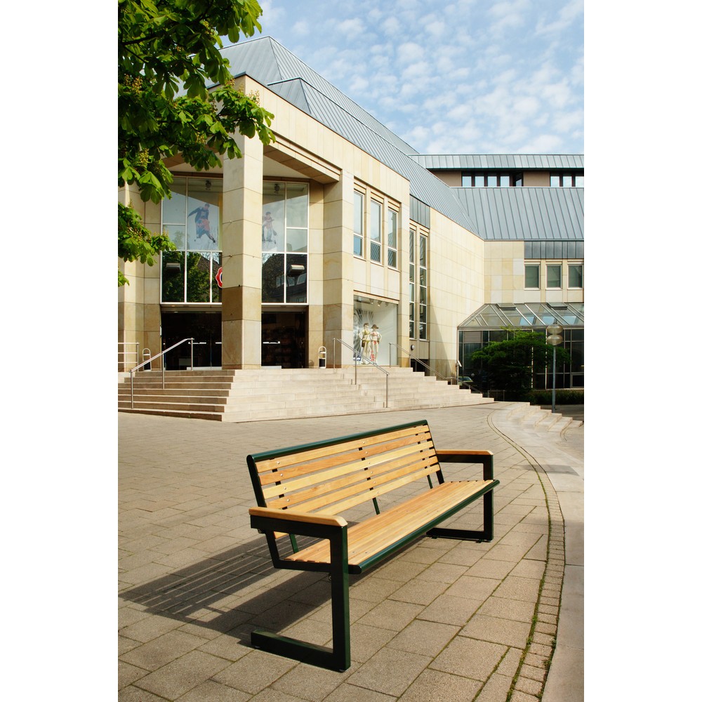 Produktabbildung Nr. 2: Sitzbank Carisma aus Stahl, verzinkt und pulverbeschichtet, Sitz-/Rückenfläche aus Holz, rubinrot