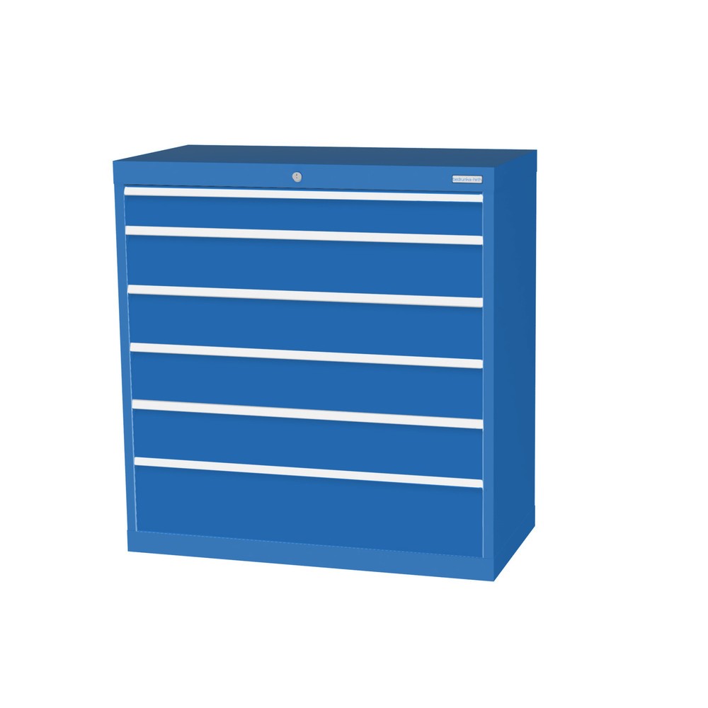 Obrázek produktu: Skříň se zásuvkami Bedrunka+Hirth Profi, zásuvky 1x100 + 4x150 + 1x200 mm, VxŠxH 1019 x 980 x 500 mm, světle modrá, světle modrá