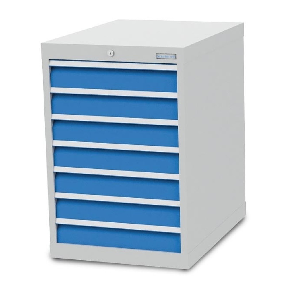 Obrázek produktu: Skříň se zásuvkami Bedrunka+Hirth R 18-24, VxŠxH 819 x 555 x 736 mm, světle šedá, světle modrá, 7 ks zásuvka 7x100 mm